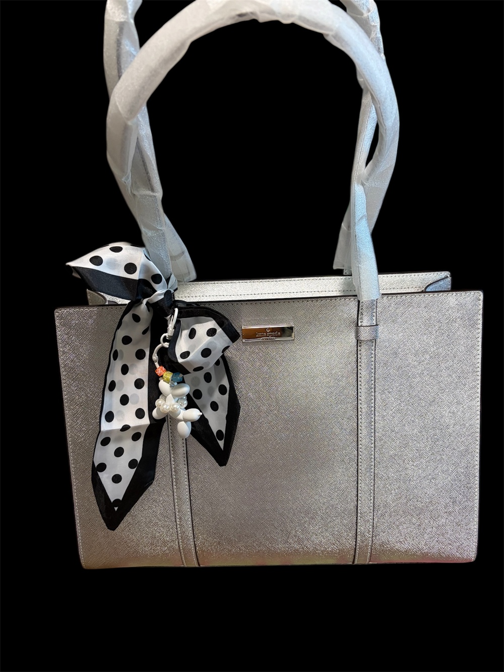 KATE SPADE-KENZIE METALLIC LARGE TOTE BAG NWT WITH DUSTY - Picture 11 of 11